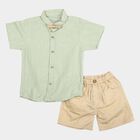 Infants' Beige Cotton Collar Baba Suit, गहरा पीला, small