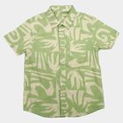 Boys Green Cotton Short Sleeves Collar Regular Fit Shirt, Light Green, small