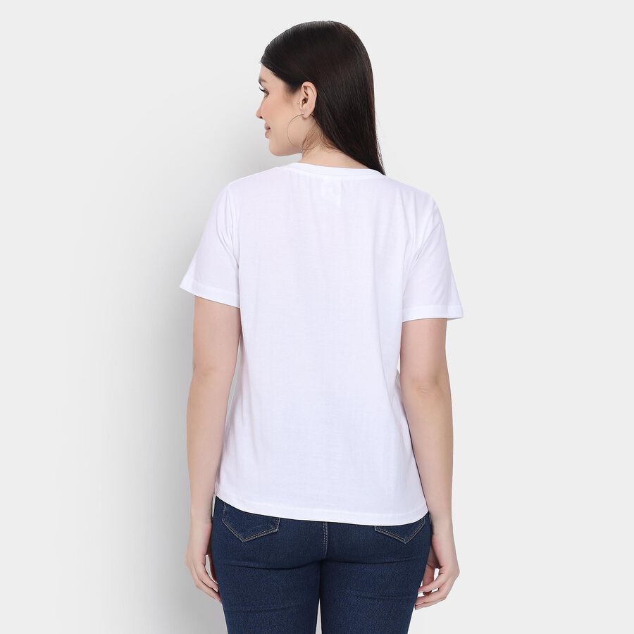 Ladies' 100% Cotton Round Neck T-Shirt , White, large image number null