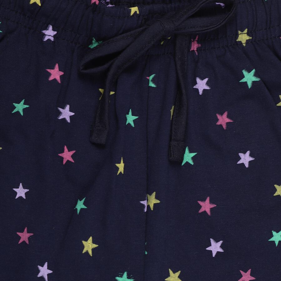 Girls' Deep Navy Blue Star Printed Jogger Pyjama, नेवी ब्लू, large image number null