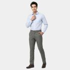 Men's Grey Slim Fit Flat-Front Casual Trousers, हल्का ग्रे, small