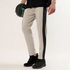 Men's Grey Slim Fit Contrast Panelled Track Pants, हल्का ग्रे, small