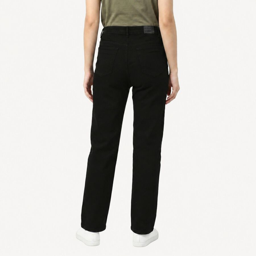 Women's Black Straight Fit Solid Jeans, Black, large
