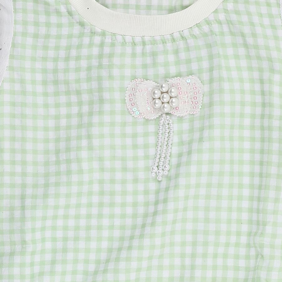 Girls Light Sage Green Round Neck Casual T-Shirt, Light Green, large image number null