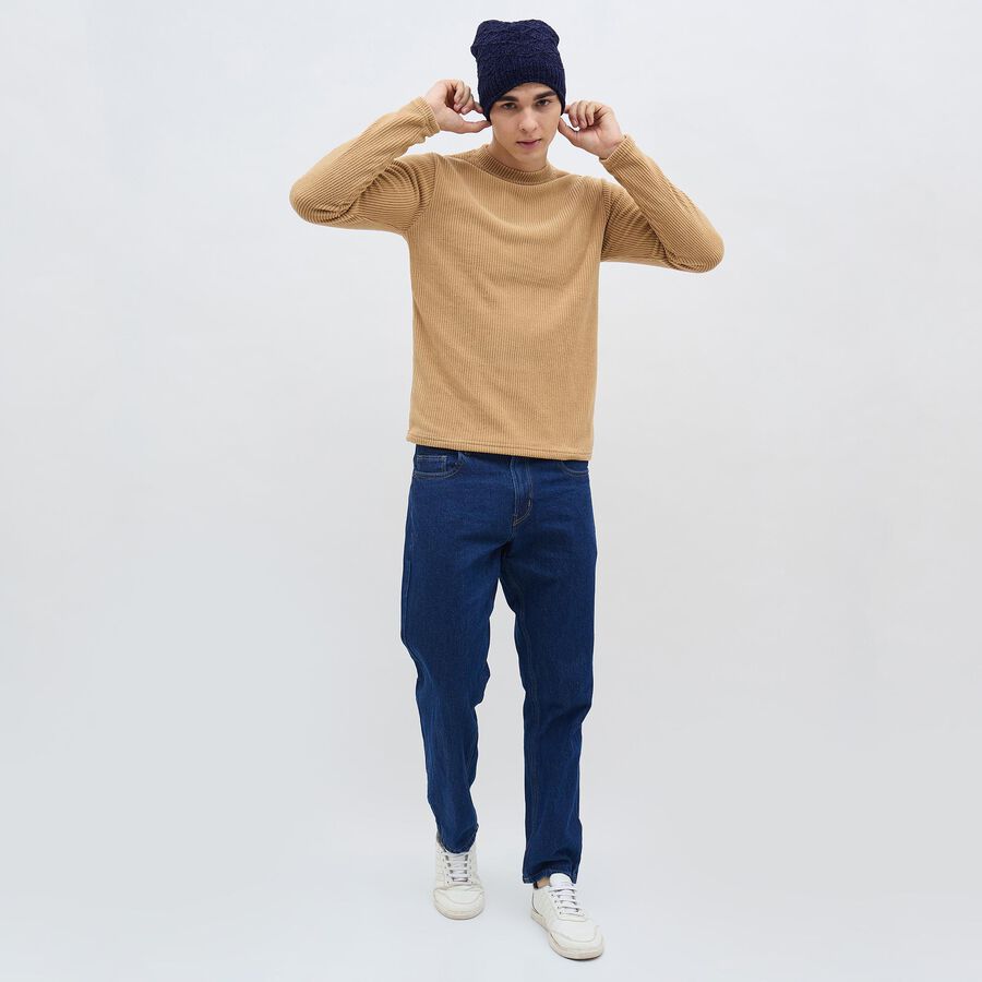 Men's Deep Navy Blue Knitted Beanie Cap, नेवी ब्लू, large image number null