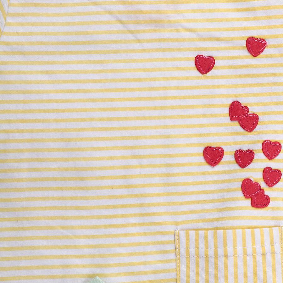 Infants Yellow Cotton Sleeveless Casual Shorts Set, Yellow, large