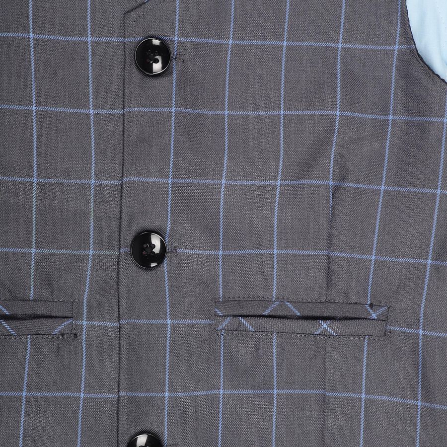 Boys' Grey Cotton Classic Collar Casual Shirt, गहरा ग्रे, large image number null