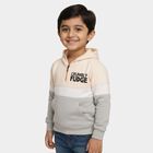 Boys Light Peach and Grey Hooded Neck Casual Sweatshirt, Peach, small image number null