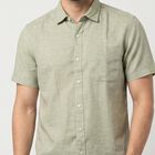 Men's Sage Green Spread Collar Shirt, Light Green, small
