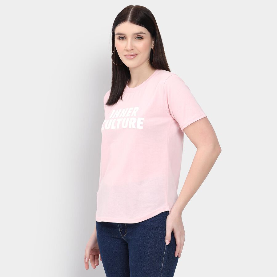 Ladies' Round Neck T-Shirt , हल्का गुलाबी, large