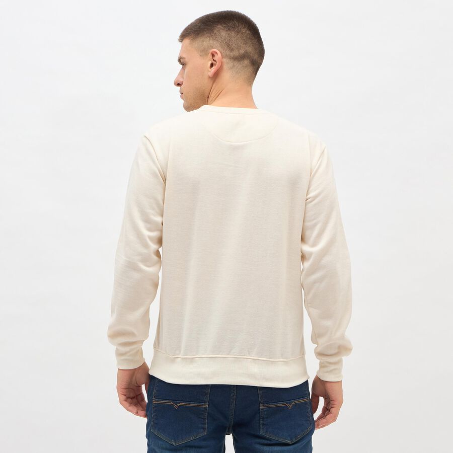 Men's Off-White Crew Neck Casual Sweatshirt, Off White, large image number null