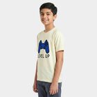 Boys Off White Round Neck Regular Graphic Print T-Shirt, ऑफ व्हाइट, small