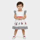 Infants' Navy Blue Regular Fit Polka Dot Frock, Navy Blue, small
