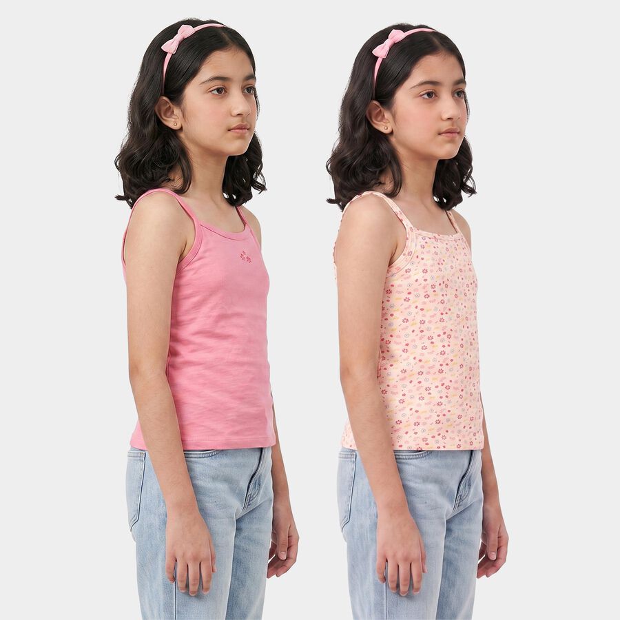 Girls Coral Cotton Strap Neck Sweater Vest, मूँगा (कोरल), large