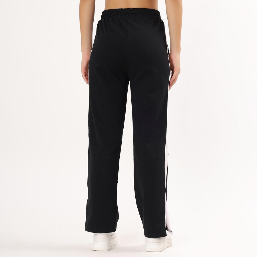 Women's Jet Black Straight Fit Regular Track Pants, Black, large image number null