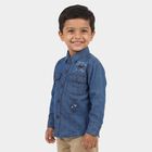 Boys' Light Blue Long Sleeve Collared Utility Shirt, हल्का नीला, small