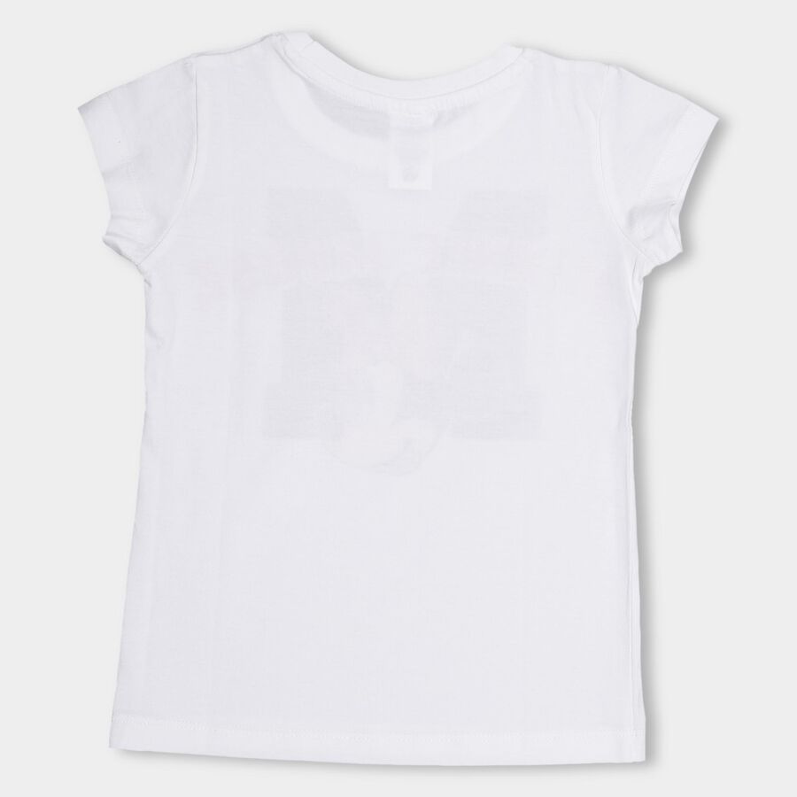 Girls Bright Snow White Cotton Crew Neck Short Sleeve T-Shirt, White, large