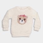 Girls Rich Eggshell White Crew Neck Casual Sweatshirt, Off White, small image number null