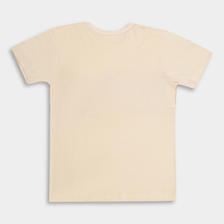 Boys' 100% Cotton Half Sleeves T-Shirt , Beige, large image number null