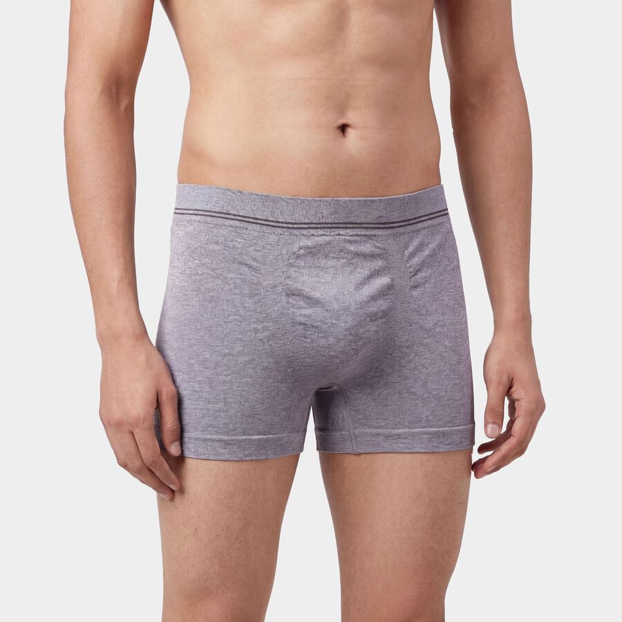 Men's Grey Slim Fit Melange Trunks, हल्का ग्रे, large