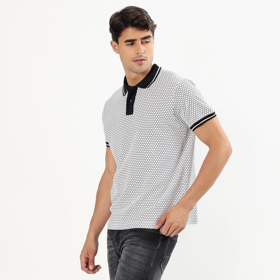 Men's 100% Cotton Collared Half Sleeves T-Shirt , सफ़ेद, large image number null