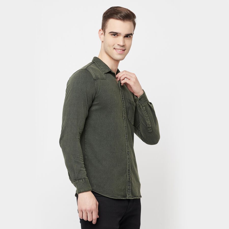 Solid Casual Shirt, Olive, large image number null