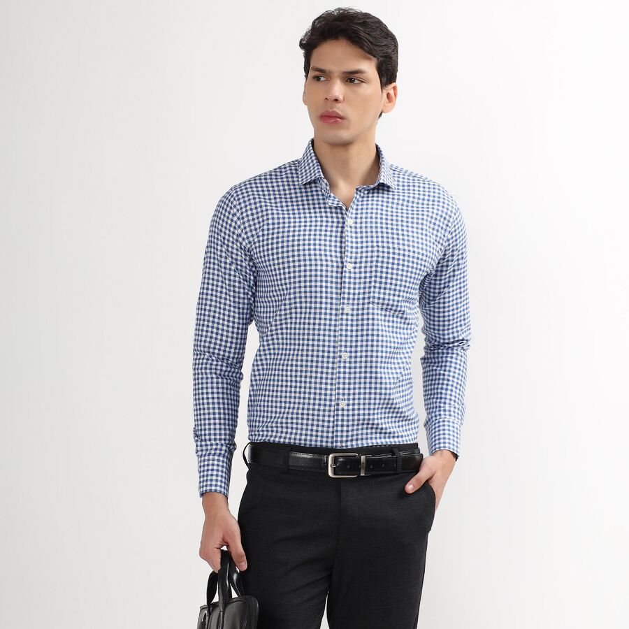 Men's Cut Away Collar Formal Shirt , Mid Blue, large image number null