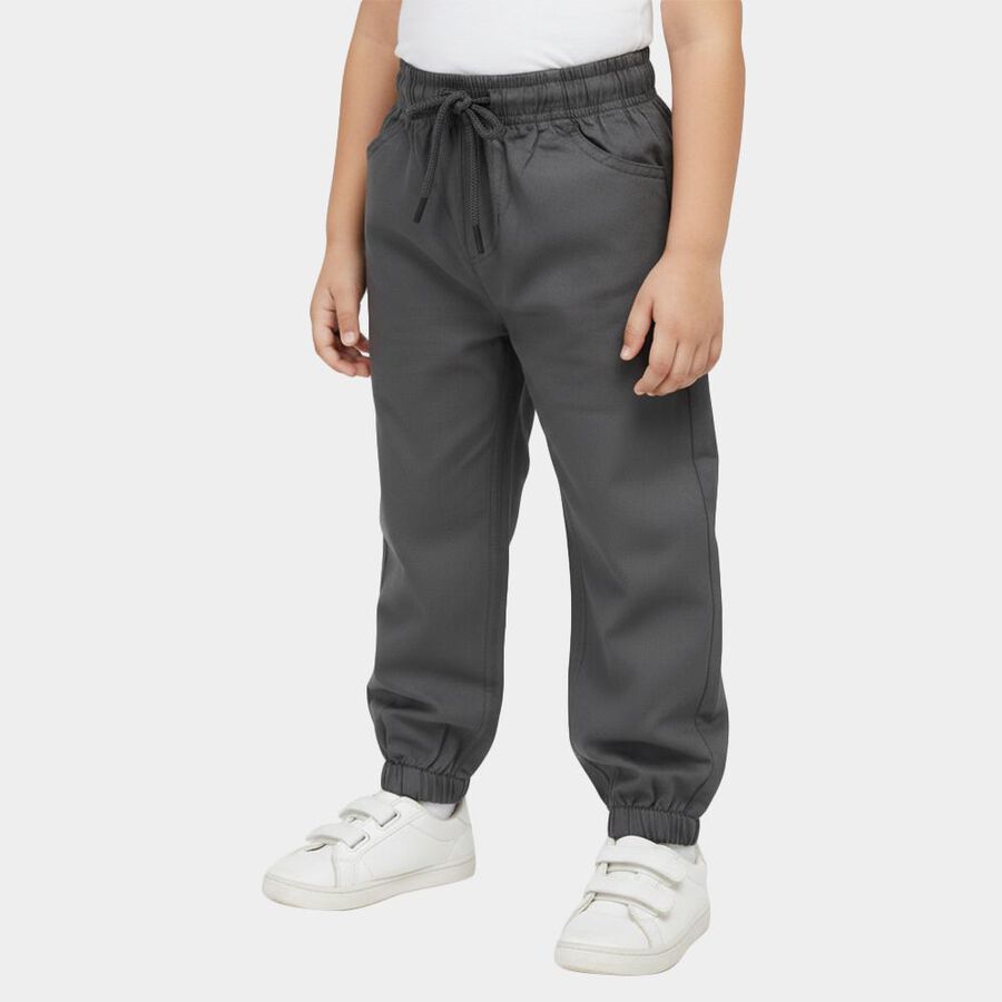 Boys' Dark Grey Regular Fit Jogger Trousers, गहरा ग्रे, large