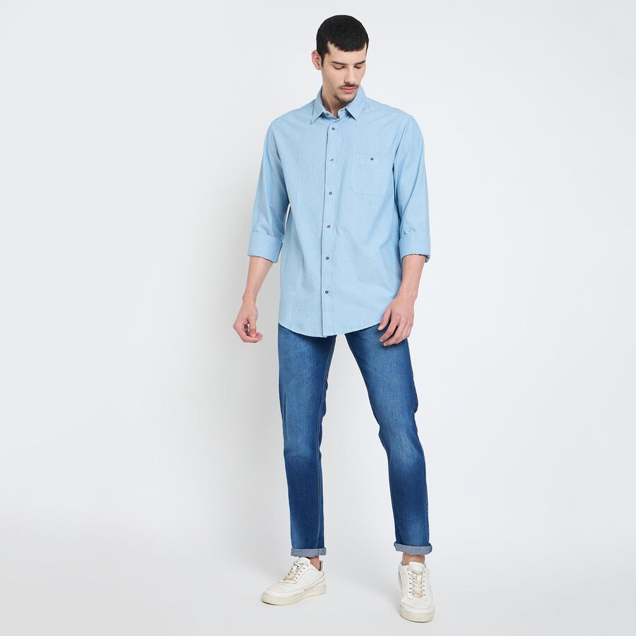 Men's 100% Cotton Casual Shirt , Light Blue, large image number null