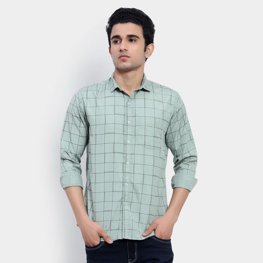 Checks Casual Shirt, Light Green, large image number null