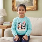 Girls' Aqua Round Neck Pullover Sweatshirt, Aqua, small