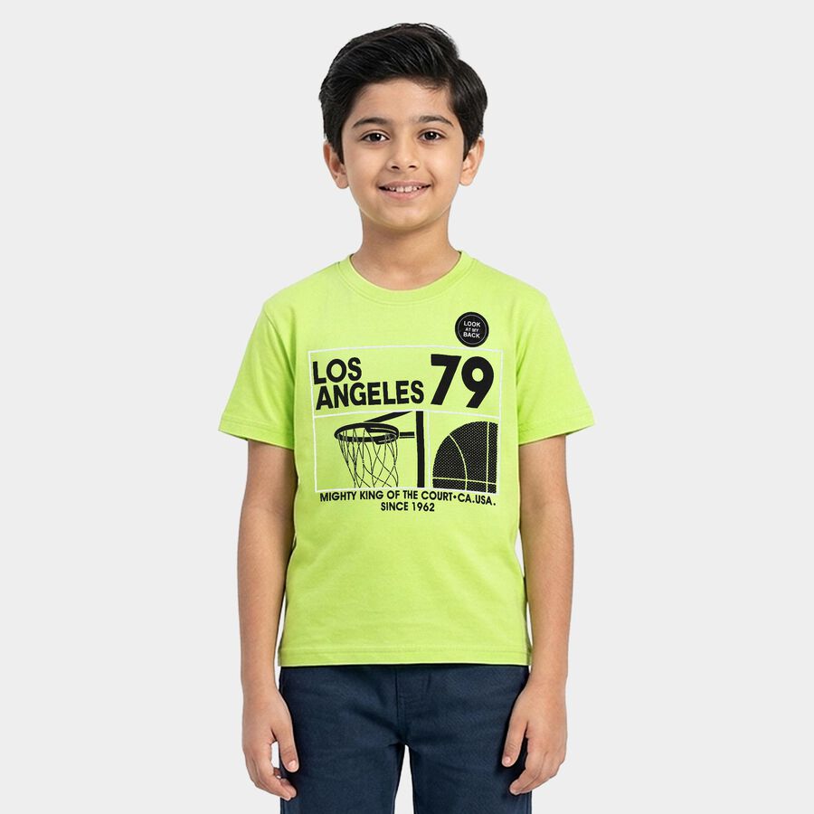 Boys' Half Sleeves T-Shirt, हल्का हरा, large