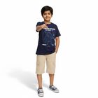 Boys Deep Midnight Navy Blue Cotton Crew Neck Casual T-Shirt, मध्यम नीला, small image number null