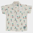 Boys' Off-White Cotton Half Sleeve Cuban Collar Casual Shirt, ऑफ व्हाइट, small