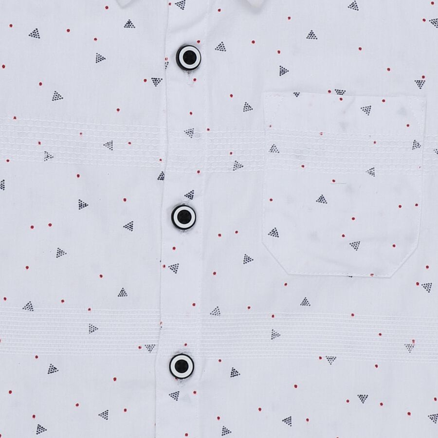 Boys White Cotton Half Sleeve Classic Casual Shirt, White, large