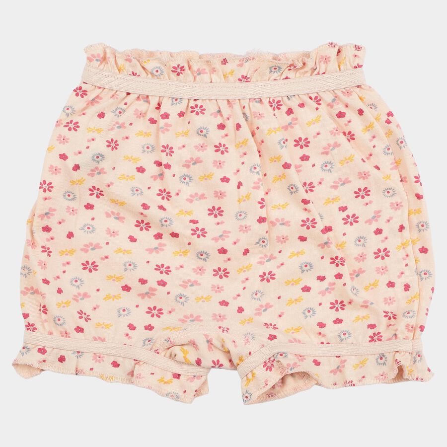 Girls' Peach Regular Fit Floral Printed Bloomer, पीच, large