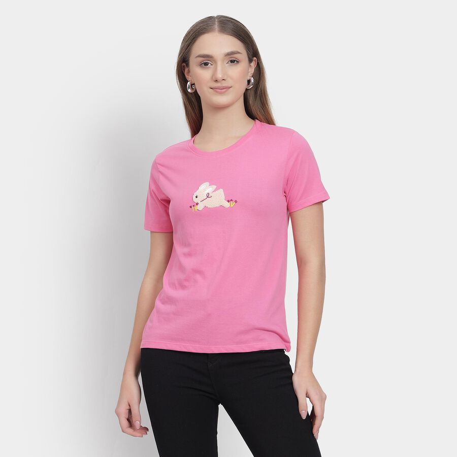 Ladies' Round Neck T-Shirt , Fuchsia, large image number null