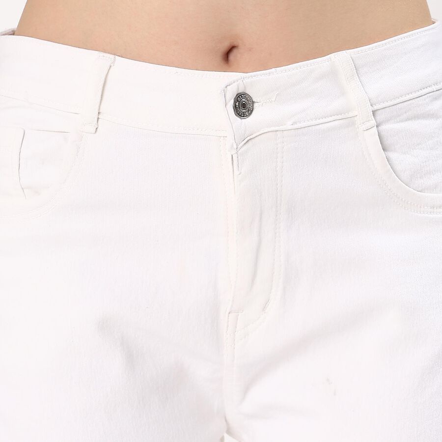 Women's Bright White Bootcut High-Rise Jeans, सफ़ेद, large image number null