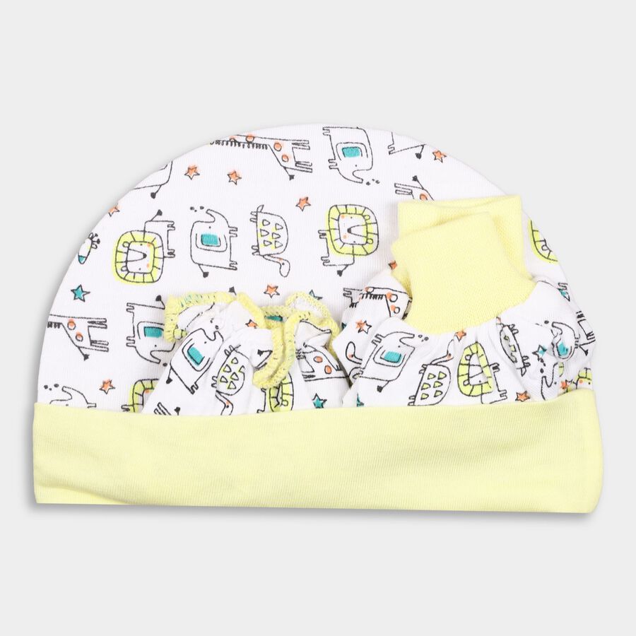 Infants' 100% Cotton Gift Set (Cap, Mittens, Booties), White, large