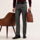 Men's Grey Slim Fit Flat-Front Formal Trousers, हल्का ग्रे, small