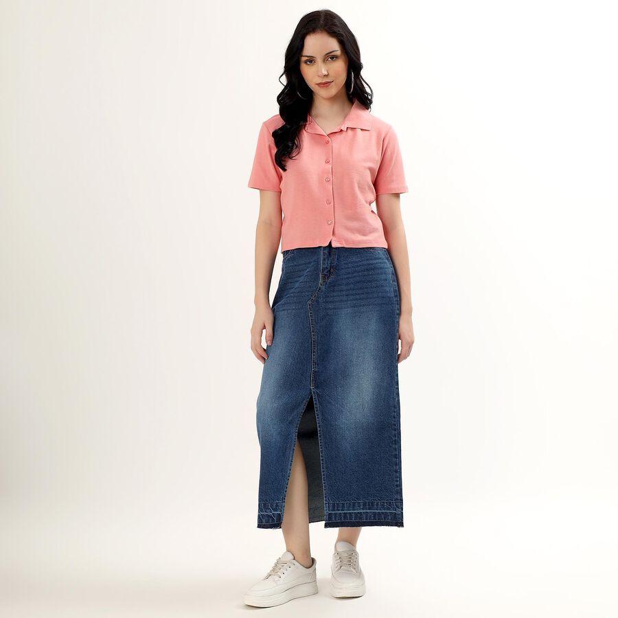 Women's Light Pink Collared Casual Shirt, हल्का गुलाबी, large image number null