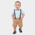 Infants' Light Blue 100% Cotton Collar Neck Suspender Baba Suit, Mid Blue, small