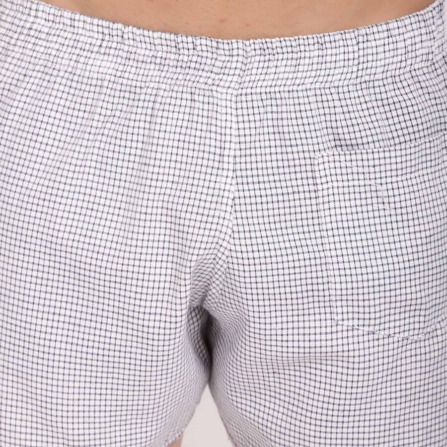 Cotton Checks Inner Elastic Boxers, White, large image number null