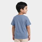 Boys Blue Cotton Round Neck Regular Boys T-Shirt, मध्यम नीला, small