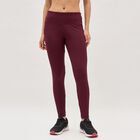 Women's Deep Burgundy High-Rise Tights, वाइन, small image number null