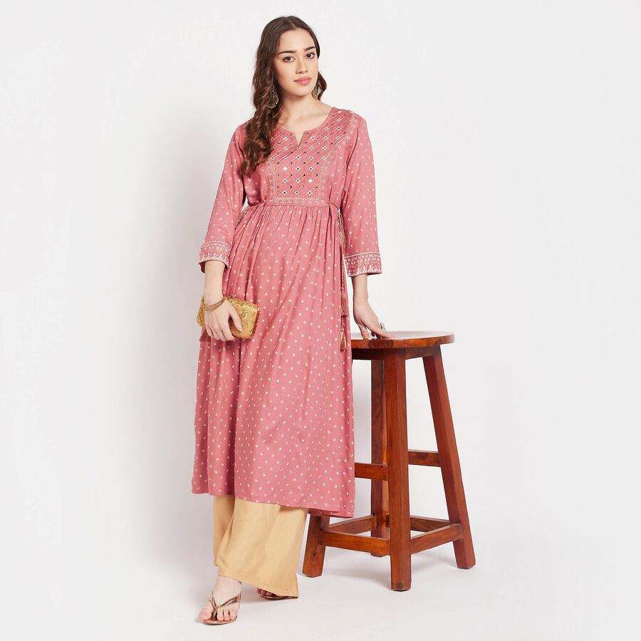Embroidered Kurta, Peach, large image number null