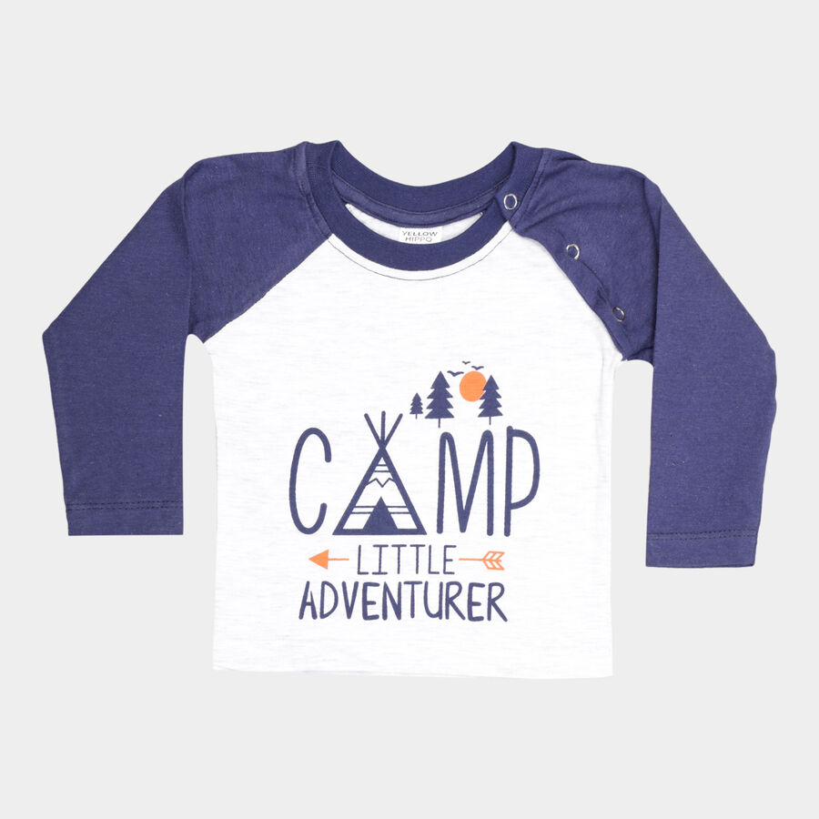 Infants Cotton T-Shirt, Navy Blue, large image number null