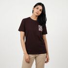 Women's Wine Round Neck Regular T-Shirt, Wine, small