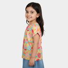 Girls Yellow Cotton Casual T-Shirt, Yellow, small