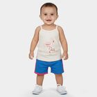 Infants Beige Cream Cotton Round Neck Casual Vest, Beige, small